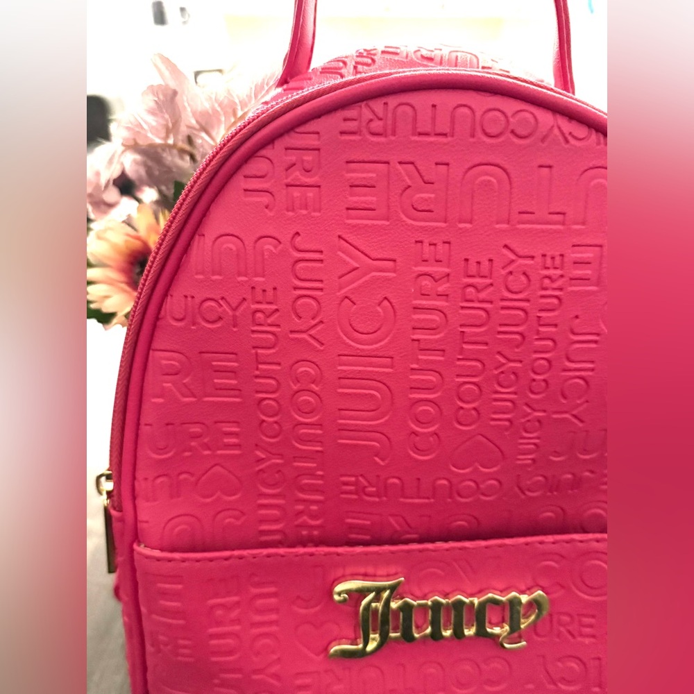 Juicy Couture Fuchsia Pink Mini Logo Backpack with Gold Hardware - Picture 4 of 16
